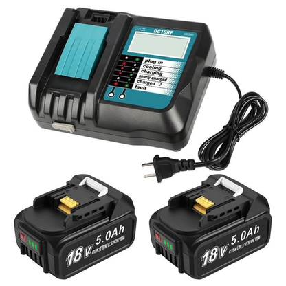2 Pack Battery & Charger Compatible with Makita 18V Cordless Power Tools