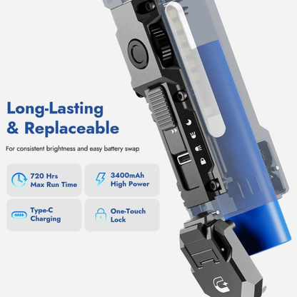 Flat RGB Water Proof Rechargeable Flashlight