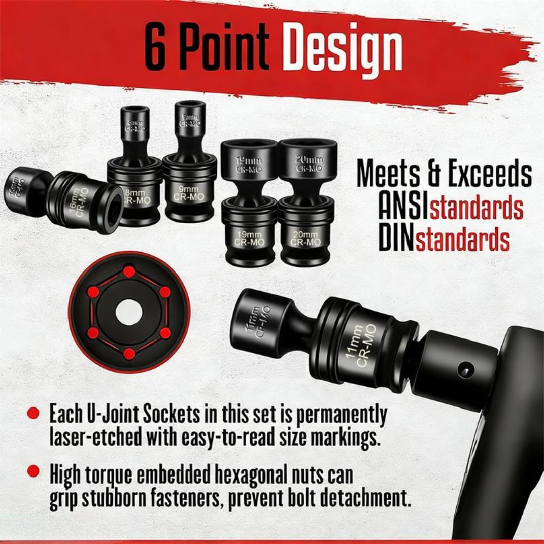 15 Pcs 3/8" Drive Shallow Universal Socket Set