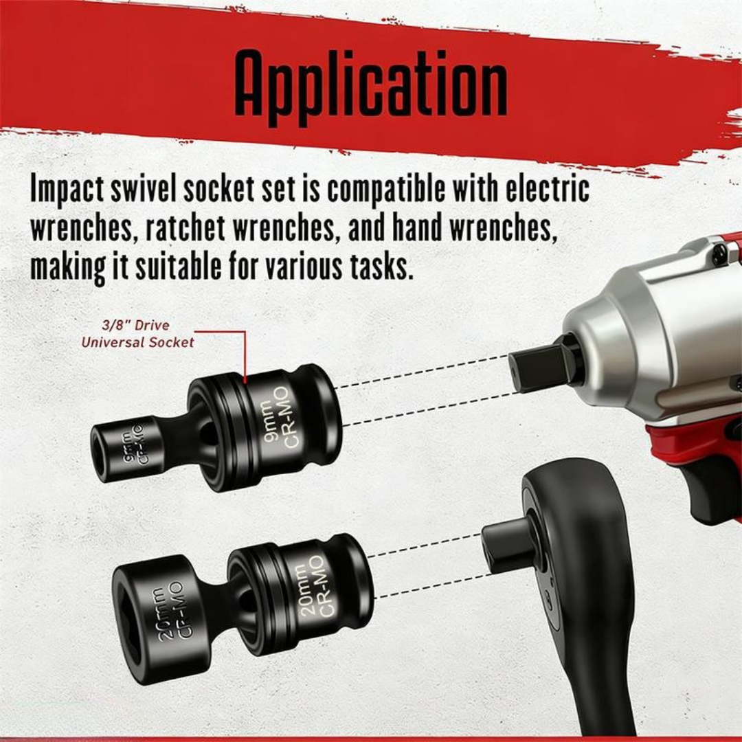 15 Pcs 3/8" Drive Shallow Universal Socket Set
